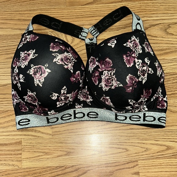 bebe Black and Purple Floral Bra - Picture 2 of 5
